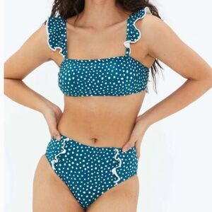 Summersalt Womens oasis ruffle / high leg rise bikini swimsuit 8